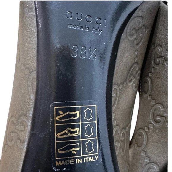 Gucci Guccissima Leather Peep Toe Pumps Size 38.5 Authentic - Picture 12 of 12